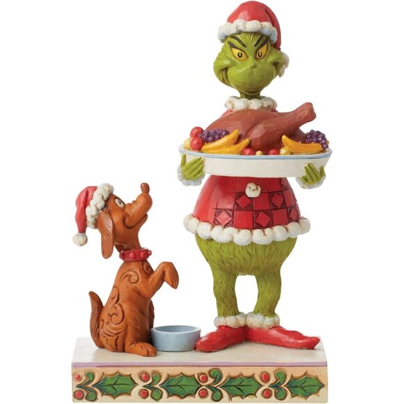 Jim Shore Enesco Dr. Seuss The Grinch Holding Christmas Dinner Figurine NIB NEW - Picture 1 of 2